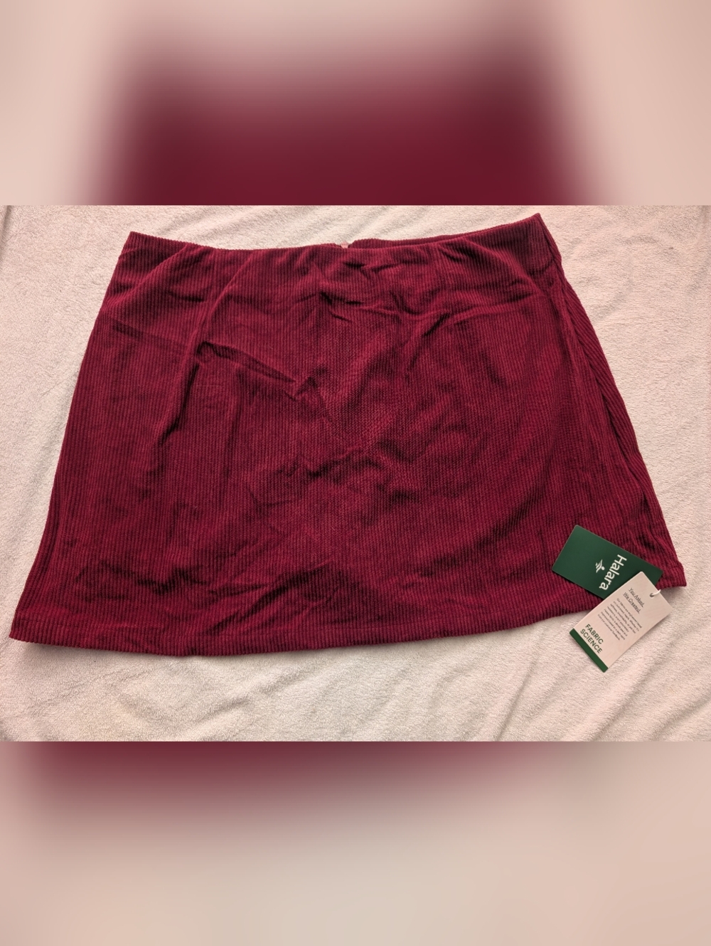 Halara High Waisted 2-in-1 A Line Burgundy Mini Corduroy Casual Skirt NWT - XL